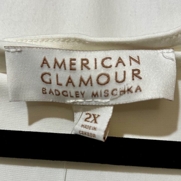 NWT American Glamour Badgley Mischka 2X Ivory Tank Top With Beige Sequin Cowl Nk - Picture 5 of 7